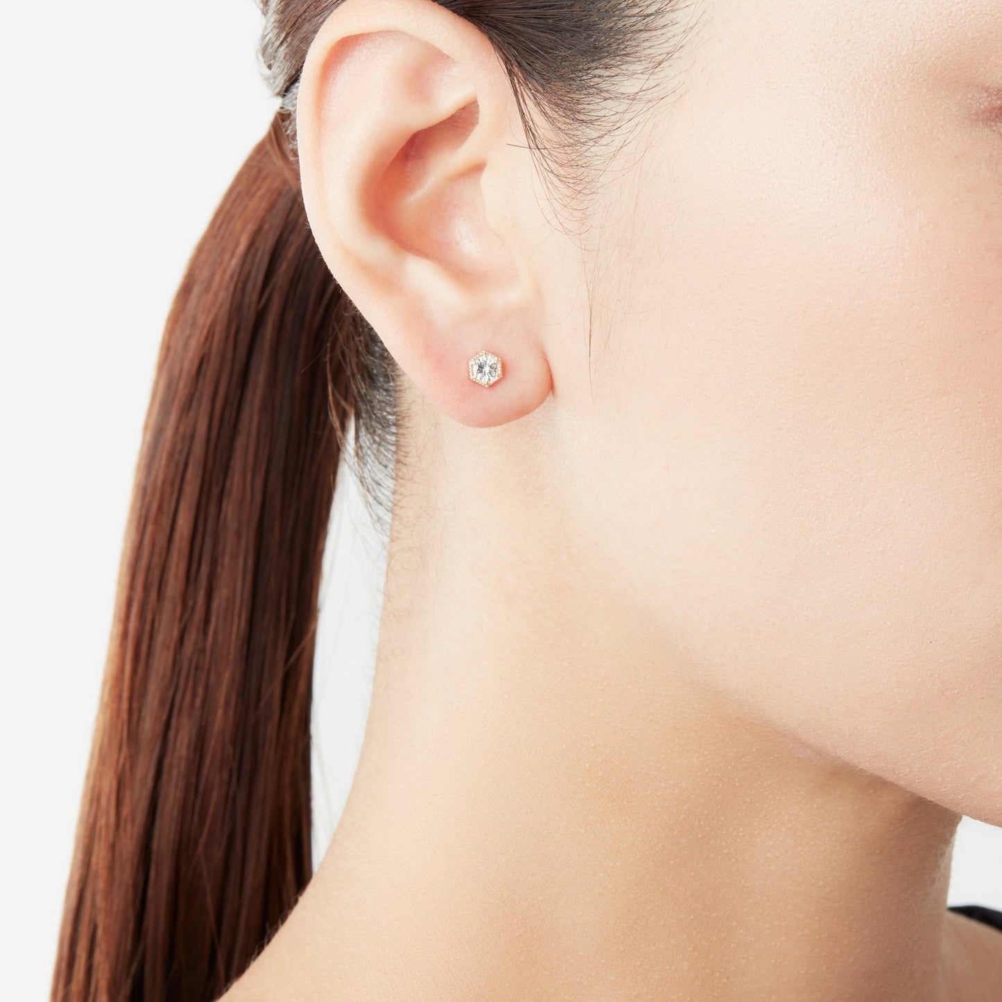 Hexagon Fukuda Makoto Pireced earring K18YG/0.18ct